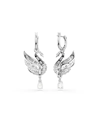 Swarovski Swan Vienna Rhodium Plated Earrings In Metallic