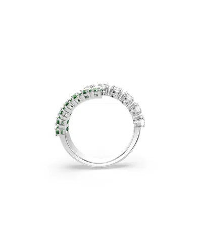 Swarovski Green Rhodium Plated Matrix Ring In Metallic