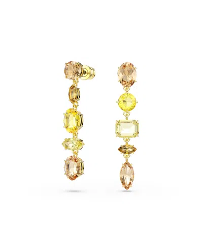 Swarovski Gema Mixed Cut Crystal Front To Back Earrings In Gold