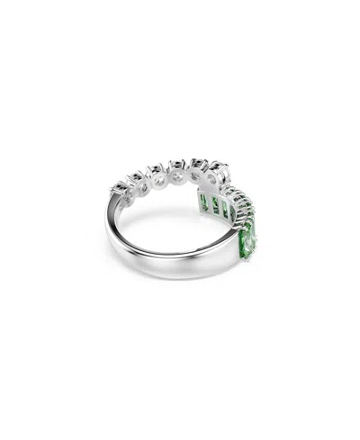 Swarovski Green Rhodium Plated Matrix Ring In Metallic