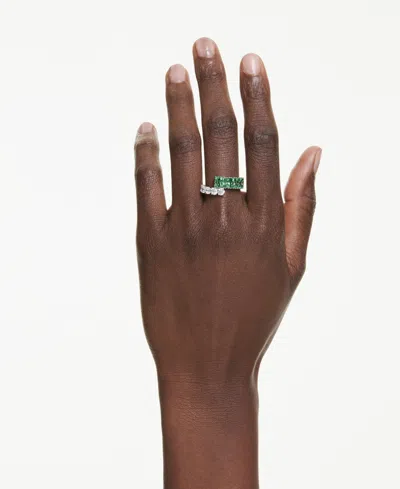 Swarovski Green Rhodium Plated Matrix Ring In Metallic