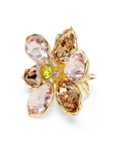 Swarovski Idyllia Multicolored Gold-tone Plated Motif Ring In Gold