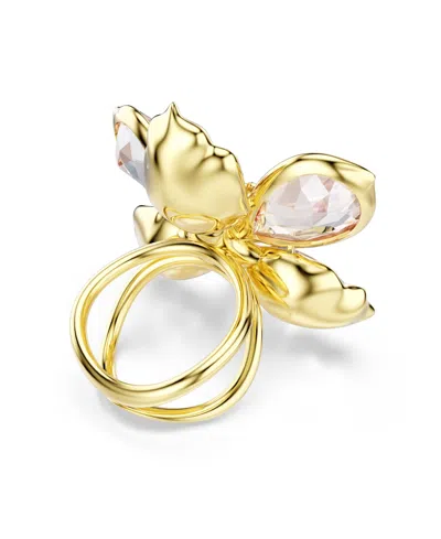 Swarovski Idyllia Multicolored Gold-tone Plated Motif Ring In Gold