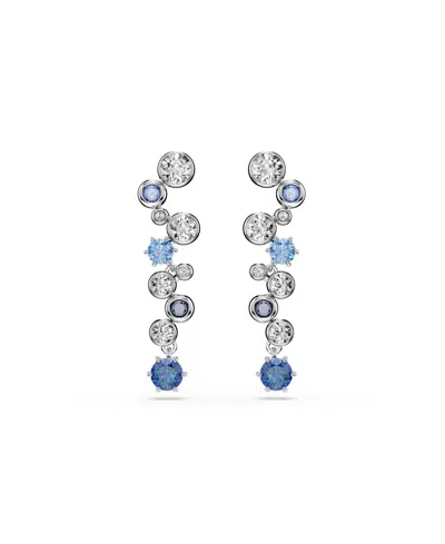 Swarovski Constella Rhodium Plated Drop Earrings In Blue