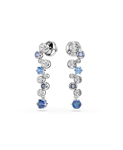 Swarovski Constella Rhodium Plated Drop Earrings In Blue