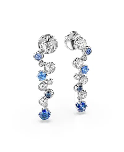 Swarovski Constella Rhodium Plated Drop Earrings In Blue