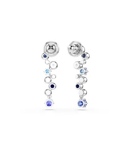 Swarovski Constella Rhodium Plated Drop Earrings In Blue