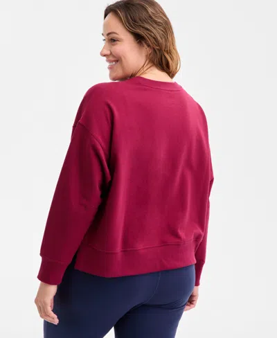 Id Ideology Plus Size Relaxed Crewneck Fleece Sweatshirt, Macy's Exclusive In Red