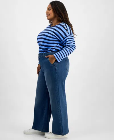 Style & Co Plus Size High Rise Wide-leg Jeans, Macy's Exclusive In Blue