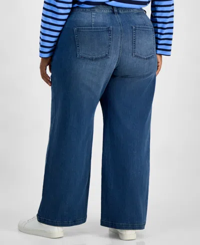 Style & Co Plus Size High Rise Wide-leg Jeans, Macy's Exclusive In Blue