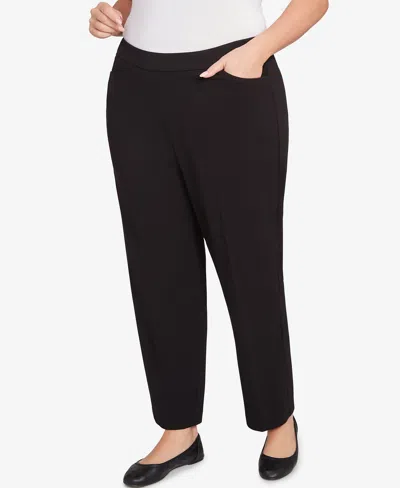Alfred Dunner Plus Size Barcelona Stretch Ponte Knit Short Length Pant In Black