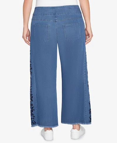 Ruby Rd. Plus Size Flocked Bootcut Ankle Jeans In Blue