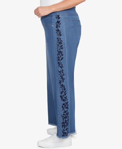 Ruby Rd. Plus Size Flocked Bootcut Ankle Jeans In Blue