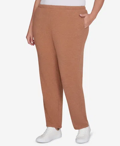 Ruby Rd. Plus Size Pull On Cozy Hatchi Pants In Brown