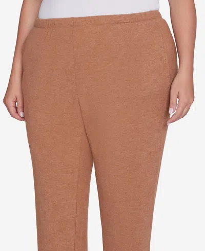 Ruby Rd. Plus Size Pull On Cozy Hatchi Pants In Brown