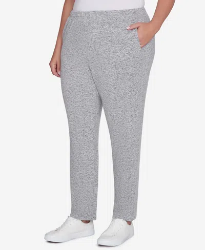 Ruby Rd. Plus Size Pull On Cozy Hatchi Pants In Gray