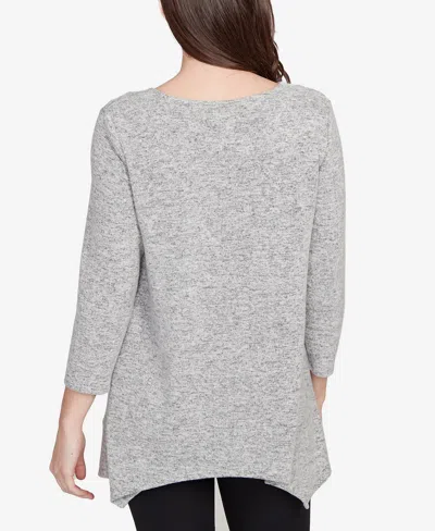 Ruby Rd. Plus Size Solid Spliced Cozy Knit Top In Gray