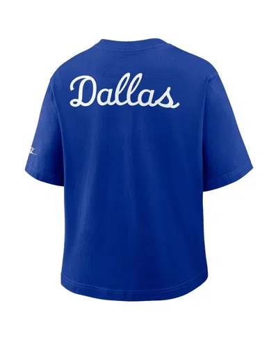 Nike Women's Navy Dallas Cowboys Rewind Pocket Boxy T-shirt In Blue