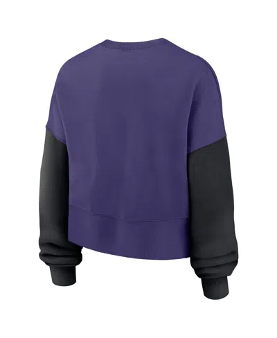 Nike Purple Baltimore Ravens Oversized Color-block Pullover Sweatshirt In Purple