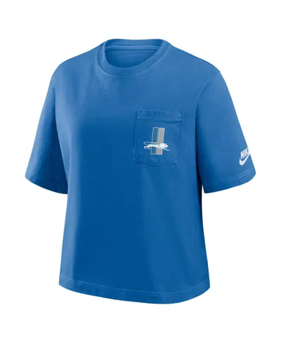 Nike Women's Blue Detroit Lions Rewind Pocket Boxy T-shirt In Blue