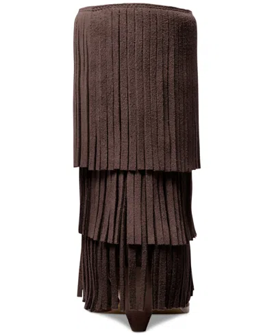 Michael Kors Jayla Fringed Suede Boot In Brown