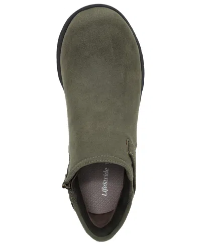Lifestride Women's Gaze Washable Zipper Short Booties In Green