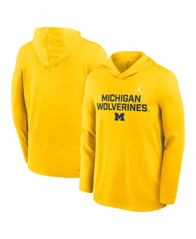Jordan Men's Maize Michigan Wolverines 2025 Sideline Performance Long Sleeve Hoodie T-shirt In Yellow