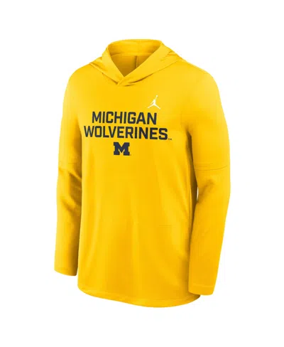 Jordan Men's Maize Michigan Wolverines 2025 Sideline Performance Long Sleeve Hoodie T-shirt In Yellow