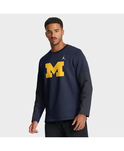 Jordan Men's Navy Michigan Wolverines 2025 Sideline Coach Performance Long Sleeve T-shirt In Blue