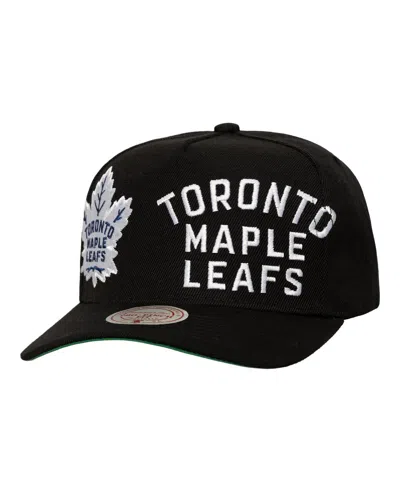 Mitchell & Ness Black Toronto Maple Leafs Busted Logo Wordmark Wrap-around Pro Pinch Adjustable Hat In Black