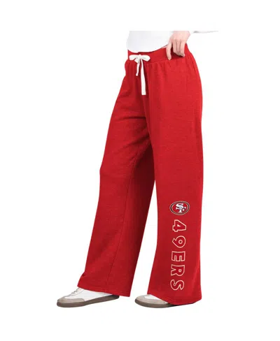 G-iii 4her By Carl Banks Women's Scarlet San Francisco 49ers Field Wide Leg Sweatpants In Red