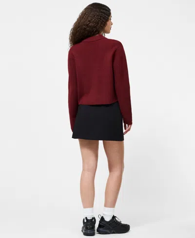 French Connection Ellie Collared Knit Cardigan In Burgundy