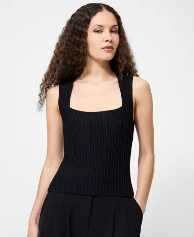 French Connection Ottoman Crinkle Sleeveless Top In Black