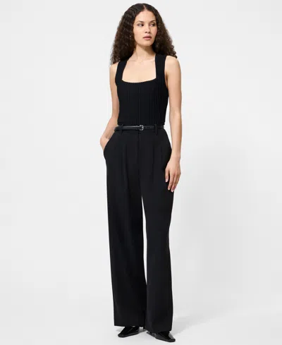 French Connection Ottoman Crinkle Sleeveless Top In Black