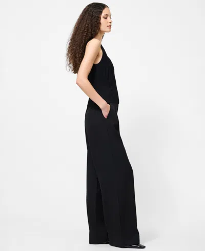 French Connection Ottoman Crinkle Sleeveless Top In Black