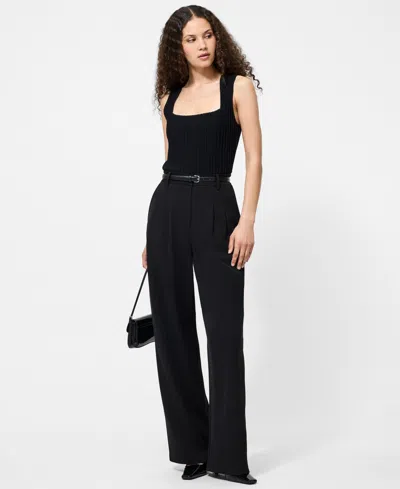 French Connection Ottoman Crinkle Sleeveless Top In Black