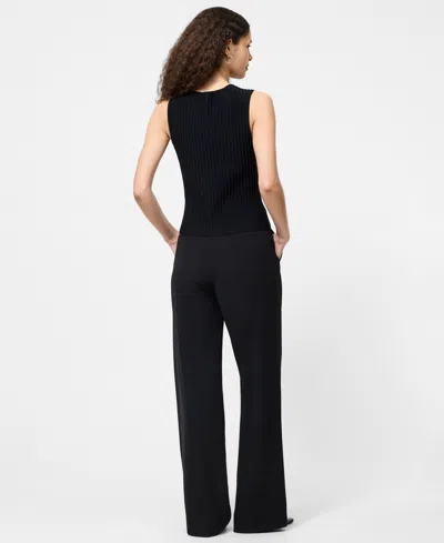 French Connection Ottoman Crinkle Sleeveless Top In Black