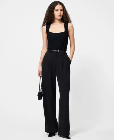 French Connection Ottoman Crinkle Sleeveless Top In Black