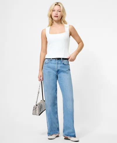 French Connection Ottoman Crinkle Sleeveless Top In White