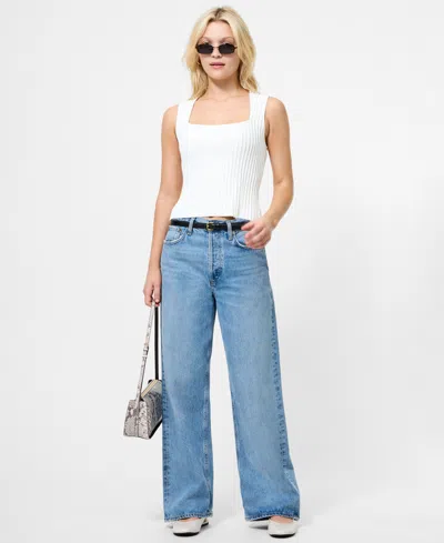 French Connection Ottoman Crinkle Sleeveless Top In White