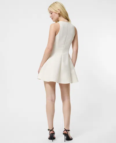 French Connection Structured Taffeta Mini Dress In Porcelain Cream In White