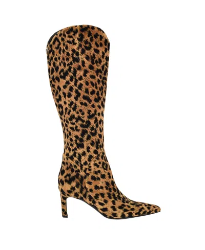 Guess Women's Palisa Wide Calf Tall Kitten Heel Dress Boots In Brown