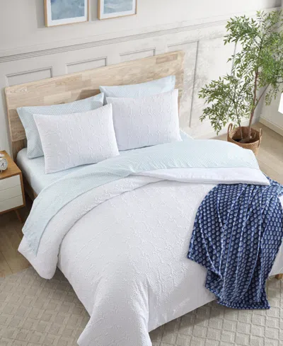 Nautica Embossed Sunflower 8-pc. Comforter Set, Queen In White