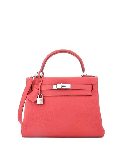Pre-owned Pre-owned Hermes  Hermes Kelly 28 Handbag Red Clemence With Palladium Hardware