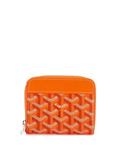 Pre-owned Pre-owned Goyard  Goyard Pm Matignon Zip Wallet Coated Canvas With Leather In Orange