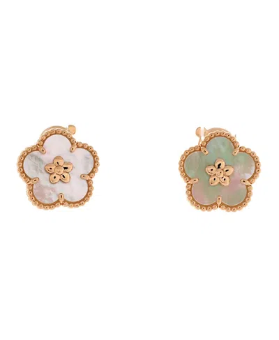 Pre-owned Pre-owned Van Cleef & Arpels  Van Cleef & Arpels Lucky Spring Plum Blossom Stud Earrings 18k Rose Gold And Mother Of Pea In Pink