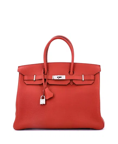 Pre-owned Pre-owned Hermes  Hermes Birkin 35 Handbag Red Togo With Palladium Hardware