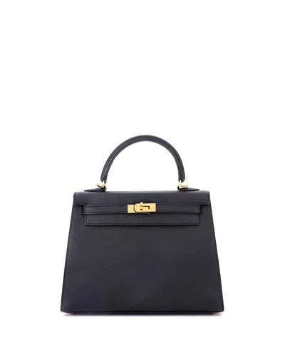 Pre-owned Pre-owned Hermes  Hermes Kelly 25 Handbag Black Epsom With Gold Hardware