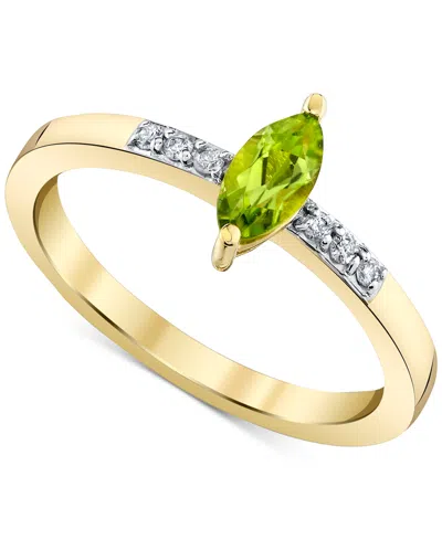 Macy's Peridot (1/2 Ct. T.w.) & Diamond Accent Ring In 10k Yellow Gold In Gold