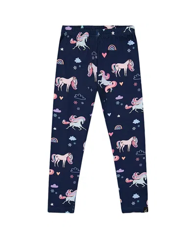 Deux Par Deux Stretch Jersey Leggings Unicorn In Blue